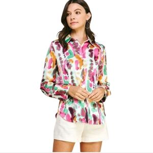 Women's Pinch Abstract Print Button Down Shirt Sz Small